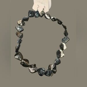 Iridescent Black-Gray Baroque Pearl Necklace & Earring Set